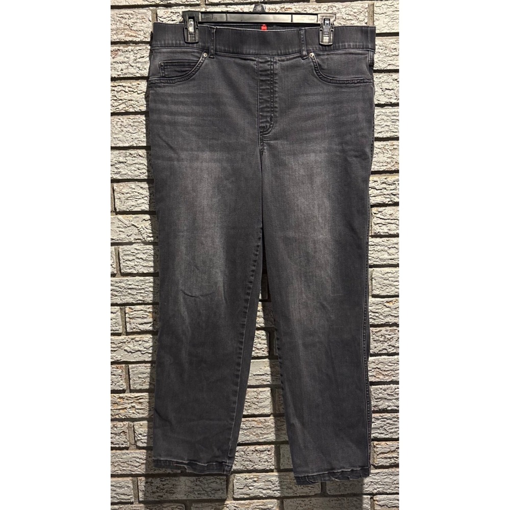 Spanx Ankle Straight Leg Jeans Washed Black Pull On Denim XL 20355R
